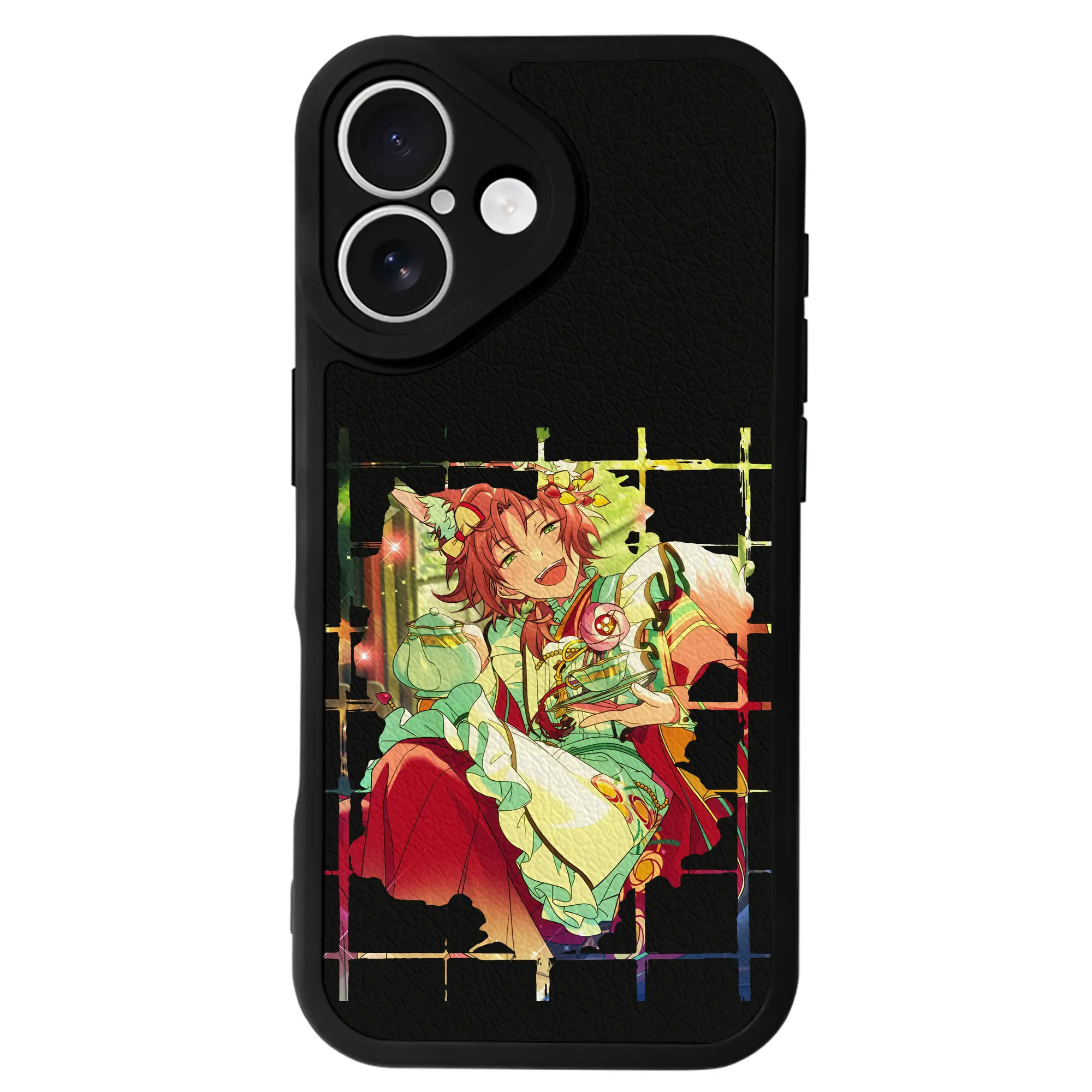 あんさん ぶる グッズ Knights 月永レオ - IPhone 16シリーズ対応 ・ シリコンスマホケース ・ レザー調 ・ 高精度フィット ・ 耐衝撃 ・ ワイヤレス充電対応 ・ 精密カット